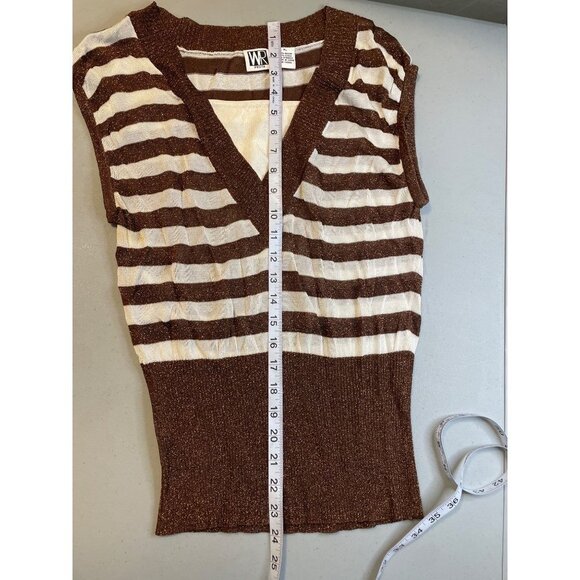 Vintage 90s WR Copper Sparkle Stretch Knit Pullover Cap Sleeve Top Sz LP - Picture 8 of 9